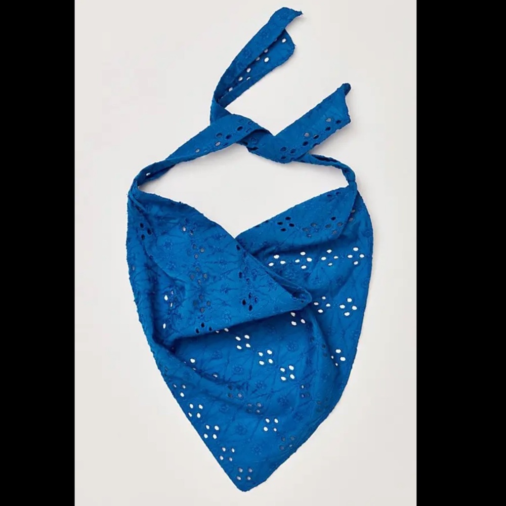 NWT Free People Claro Eyelet Hair Scarf - Cobalt